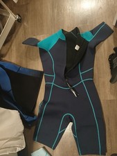 Aqua Sphere Men's Short Sleeve Blue Black Wetsuit Front Zip Size L