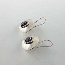 Handmade Sterling Silver Purple Amethyst Dangle Earrings
