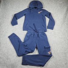Nike Sweatsuit Youth Large Blue Swoosh Cargo Jogger Pullover Hoodie