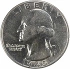 1945 Washington Silver Quarter AU Uncertified