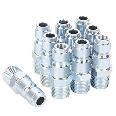 3/8 Air Compressor Hose Fittings, Automotive T-Type, 3/8 Inch NPT 3/8 MNPT PLUG