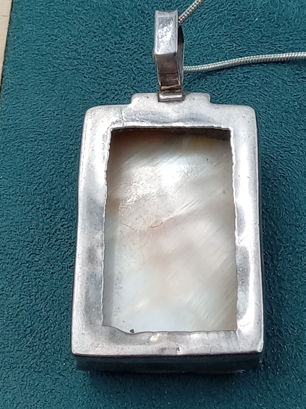 Sterling Silver & Pearl Rectangular Pendant on 23… - image 5