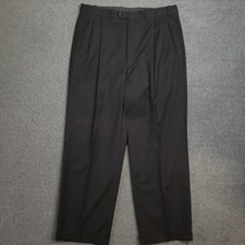 YSL Yves Saint Laurent Dress Pants Men 37x31 Black Pleated Cuffed Trousers Suit