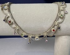 Vintage Silver Rhinestone Wedding Jewelry 2 Pieces Colorful Genuine 30 Grams