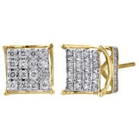 10K WeißGold Runde Diamant Ohrstecker 9,50Mm 4 Prong 3D 0,50 Ct