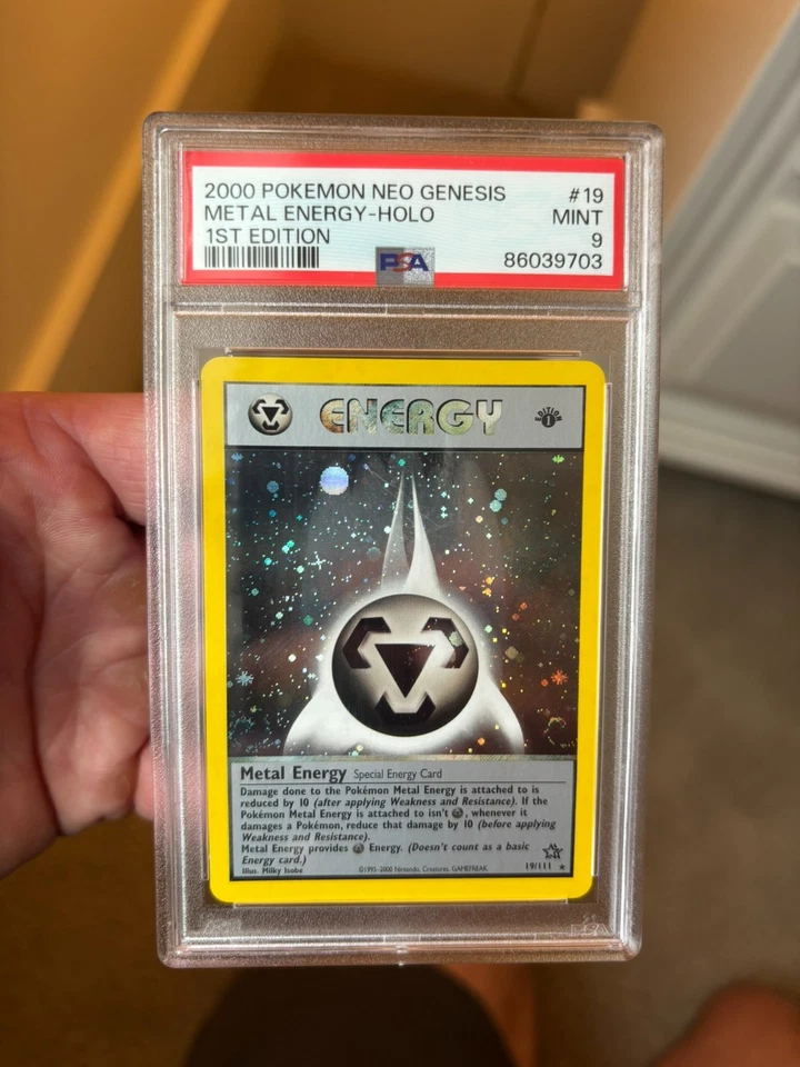 PSA 9 2000 PKMN 1st Ed. Metal Energy *2x SWIRLS* 19/111 Neo Genesis Holo MINT💎 - Image 4 of 4