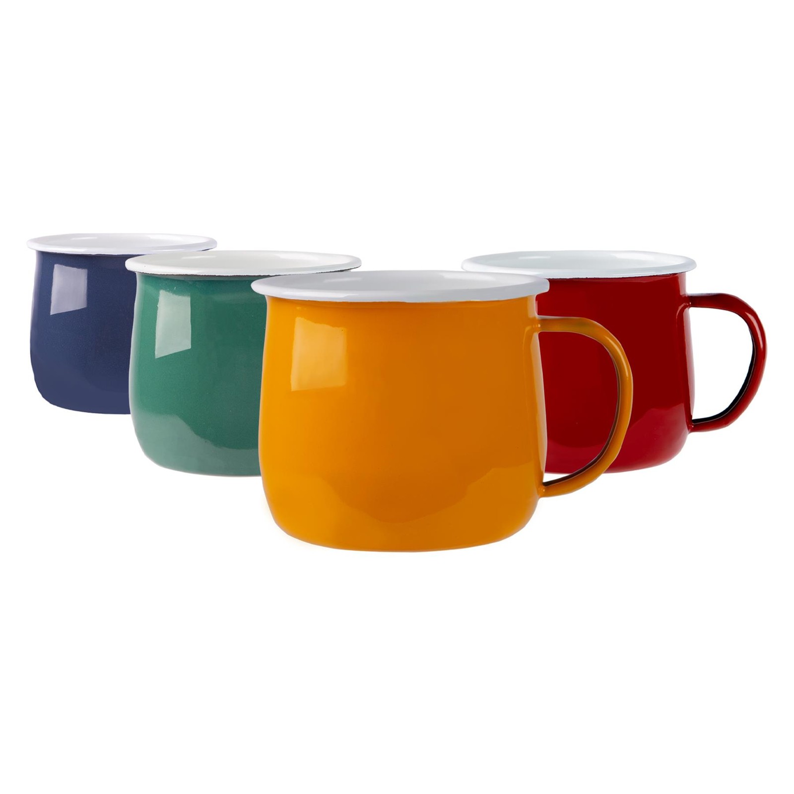 Coloured Enamel Belly Mugs Metal Camping Tea Coffee Cups 375ml 4 Colours - Image 2