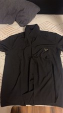 PRADA HEMD Kurzarm Schwarz mit Knopfleiste, K...