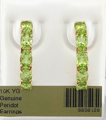 ECHTER 6 kt PERIDOT BAUMELNDER OHRRING 10k GOLD - kostenlose Zertifikatbewertung