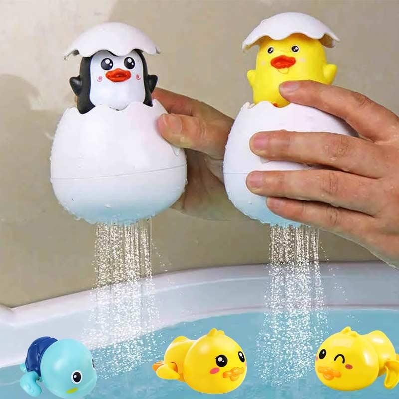 Baby Bath Duck & Penguin Egg Toy – Kids Water Spray Sprinkler Bath Gift