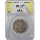 1921 D Liberty Walking Silver Half Dollar AG 3 Detail ANACS SKU:I25506