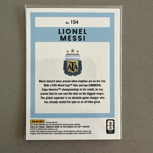 2025-2026 Panini Optic Road To FIFA World Cup Lionel Messi Holo Refractor - Picture 3 of 3