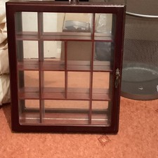 Vintage Mahogany Wall Display Case with Mirrored Back
