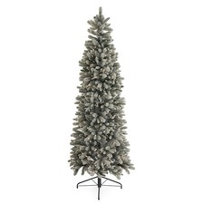 Home Heritage 7' Frosted Alpine Quick Set Flocked Christmas Lit Tree Used 