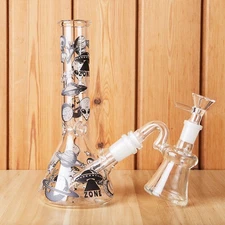 7.8" Aliens Fluorescent Glass Bong Water Pipe Smoking Ash Catcher Beaker 14MM