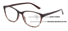 Women Marble Print Clear Progressive Reading Glasses - Zero Power On Top Reader