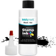 Premium Black Refill Ink Control Tip Bottle SelfInking Stamps Office 4 oz
