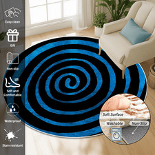 140cm 140cmLarge Black  White Round - Plush Soft Non-Slip High Quality, Machine