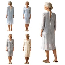 Women Home Wear Knitted Cardigan Long Sleeve Jacket Back Button Detail Elderly