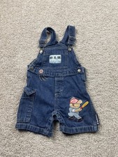 Vintage Buster Brown Denim Overalls Shortalls Toddler Baby 18 Mon Baseball