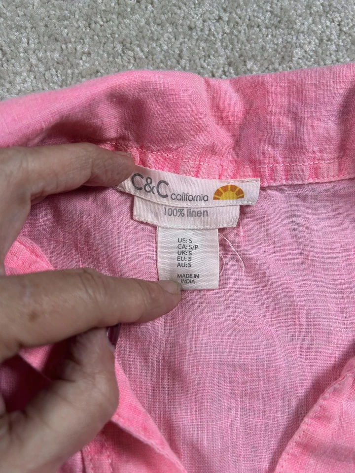 C&C California Shirt Womens Small Linen Long Sleeve Pullover Lightweight Top - Image 4 of 4