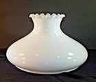 Vintage Milk Glass Hurricane Lamp Shade Ruffled Top - 9 3/4" fitter 7" tall