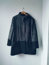 BHS Autumn Winter Black White Speckled Coat Size UK 22 EUR 50 Women’s Outerwear