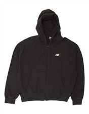 NEW BALANCE Womens Oversized Zip Hoodie Sweater UK 16 Large Black BR08