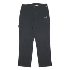 JACK WOLFSKIN Pantalon Zip Noir Coupe Regular Cargo Outdoor W33 L32