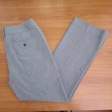 Anne Klein Stretch Wide Leg Trousers Women  s Size 8 Gray Stripe Dress Pants