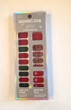 NIB Dashing Diva Green Red Dad Plaid Holiday Ultra Shine Gel Nail Strips 32pcs