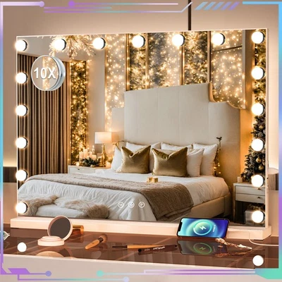 YAMISSI Hollywood Schminkspiegel Tischspiegel mit 17 LED Beleuchtung USB Farbe Dimmbar