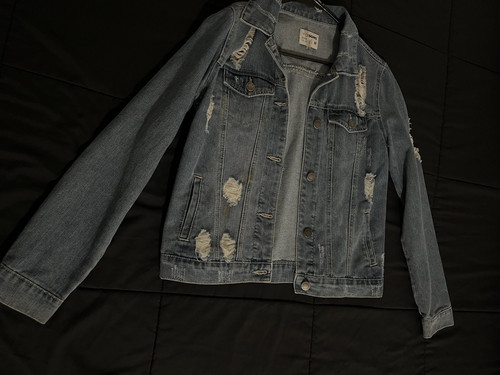 CI SONO Women's Blue Distressed Jean Jacket M Regular Fit Button Pockets