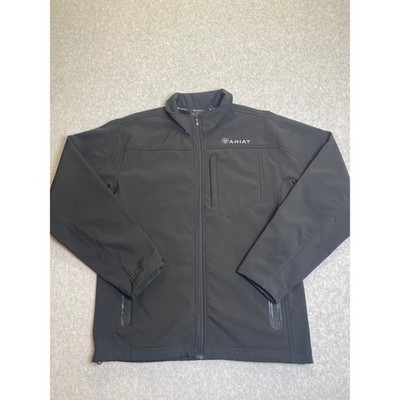 Ariat Mens Black Softshell Full Zip Jacket Fleece Lined Mock Neck Size Medium