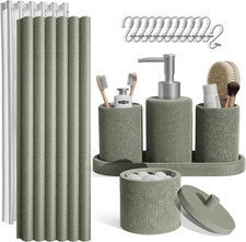 Sage Green Bathroom Set - Bathroom Accessories Set, 19PC Bathroom Accessory Set,