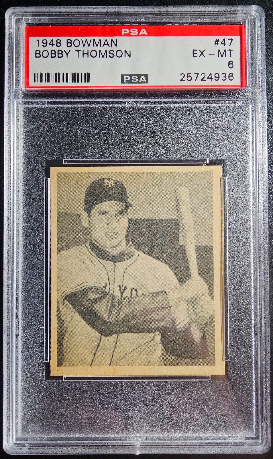 1948 BOWMAN #47 BOBBY THOMSON, PSA GRADED 6 EX-MT, CERT #25724936