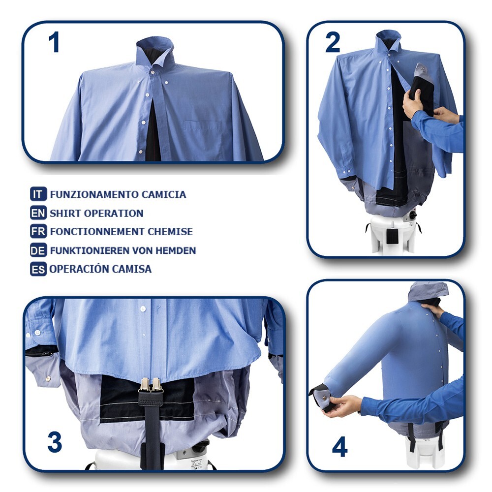 Mannequin sécheur et repasseur pour chemises et pantalons DRY MAGIC 2.0