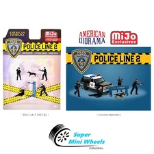 American Diorama 1:64 - Police Line ll Figures - 6pcs Set - Metal