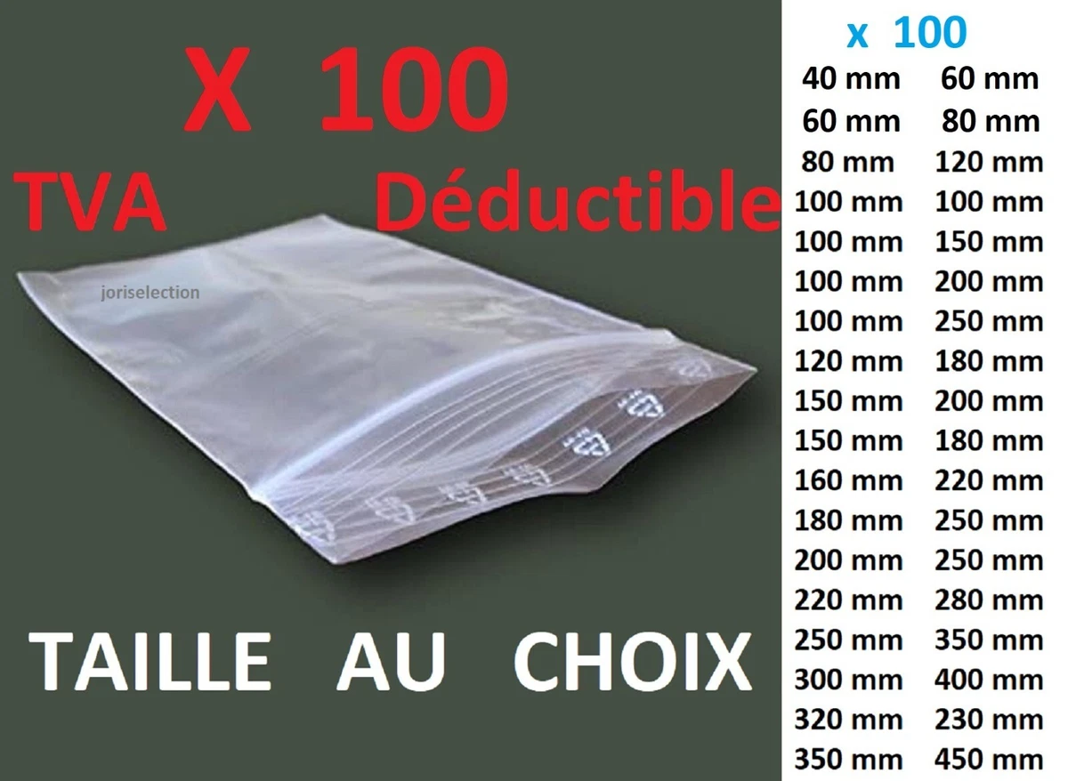 Lot DE 100 Sachet Pochette Pochon Pocheton ZIP Plastique Taille AU