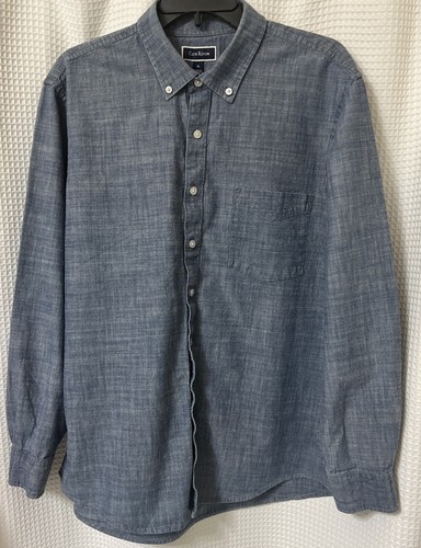 Club Room Mens Chambray Button Up Shirt SZ XL Med Weight Denim Classic Oxford
