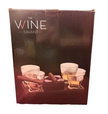 The Wine Savant Cigar Holder Whiskey Glasses Set Of 4 Open Box