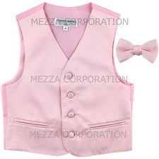 New Kids Boys Formal Tuxedo Vest Bowtie Pink US Sizes 2-14 Wedding Party