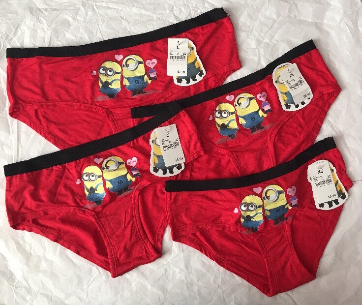 NWT Women's Despicable Me Minion Made Hipster Panty Red Hearts L/M