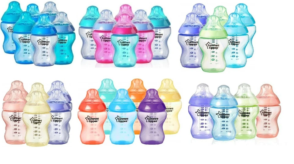 Tommee Tippee Colour My World /Coloured 260ml Baby Bottles Girls/Boys 4 / 6 Pack
