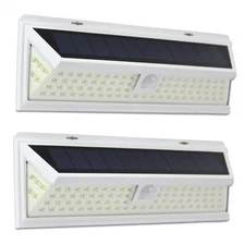 2 Pack 86 LED Solar Power Motion Sensor Wall Light Outdoor Garden Lamp White