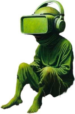 V.R Playing Aliens, Virtual Reality Aliens Wall Art Size A3