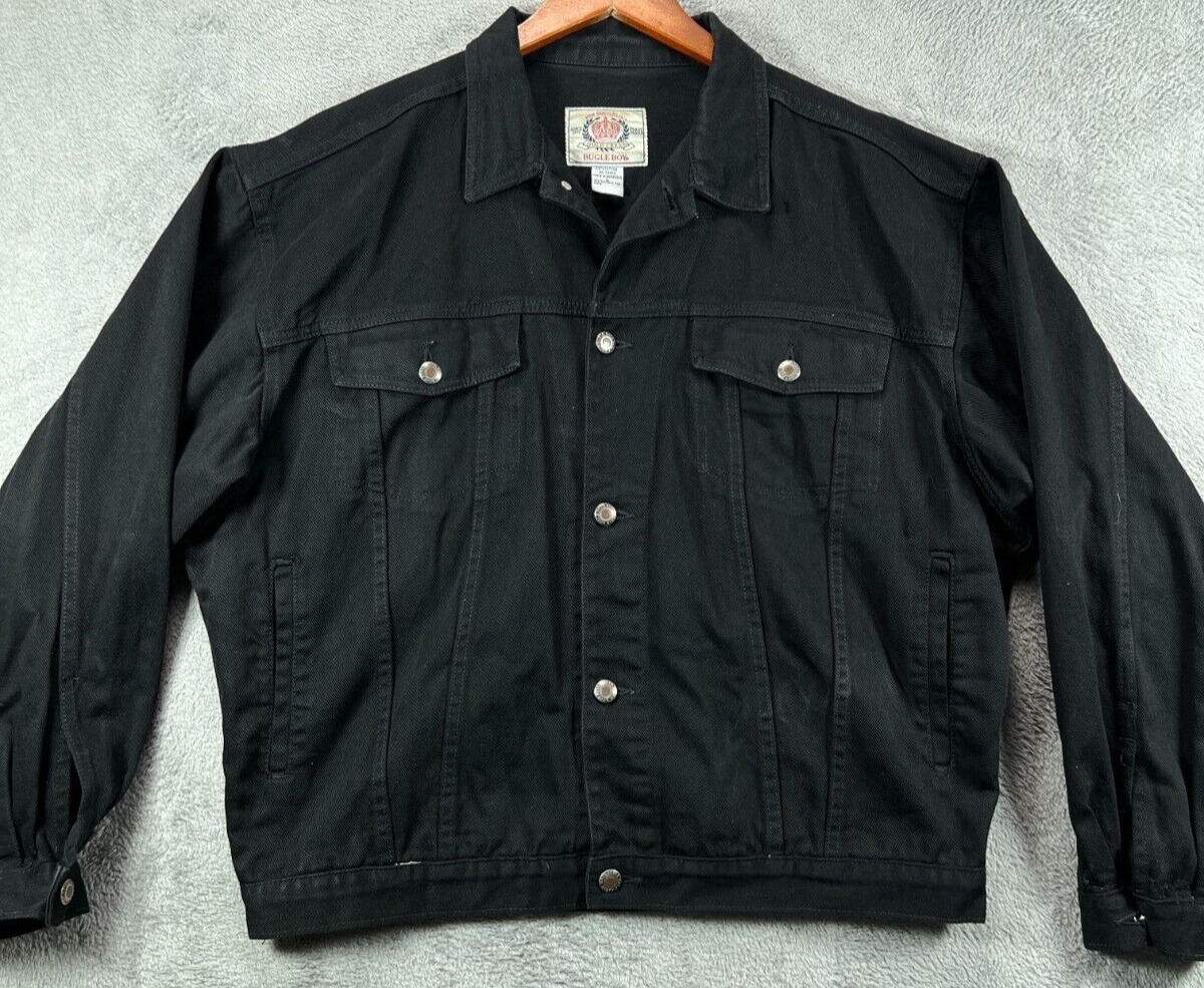 Vintage BUGLE BOY Black Denim Jean Jacket Size La… - image 1