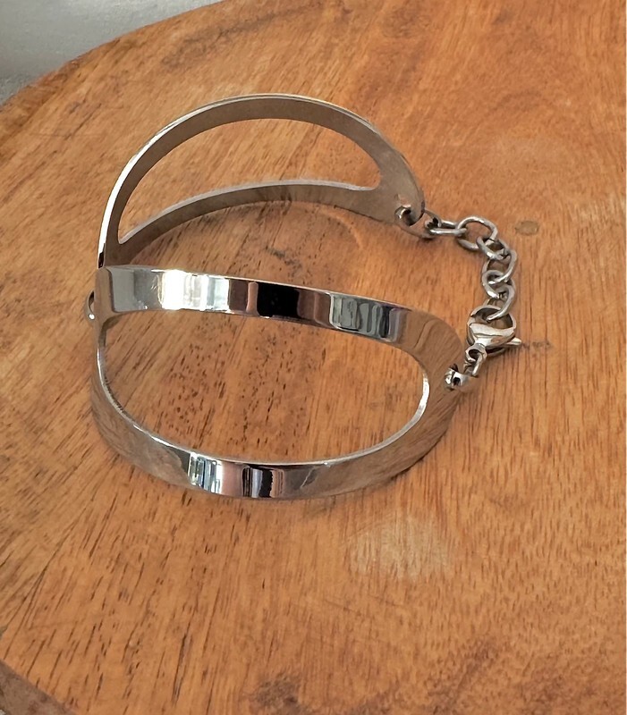 Bracelet large en acier inoxydable durable au fini poli miroir