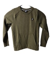 Nike Sportswear Mens Optic Crew Neck Pullover Sweatshirt Small Olive Rubber Logo