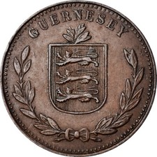 [#1060099] Münze, Guernsey, 8 Doubles, 1934, Heaton, Birmingham, SS+, Bronze, KM